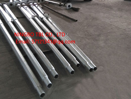 Hot Dip Galvanized Hinged Poles, Hot Dip Galvanized Collapsible LED Lighting Pole, HDG Finished LED Solar Lighiting Pole